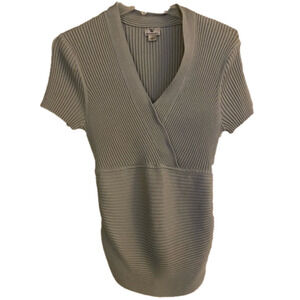 🔵 Worthington Gray Short Sleeve Sweater Size L